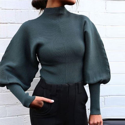 Lantern Sleeve Knitted Pullover