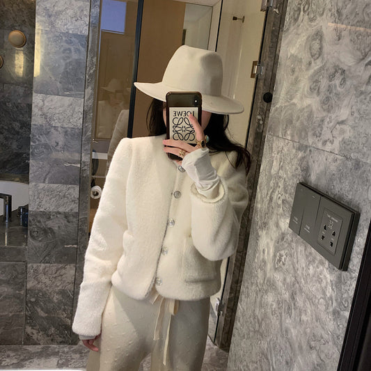 Short White Mink Velvet Coat