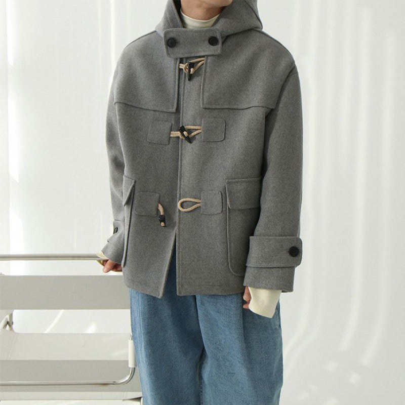 Blue and Gray Button Wool Coat