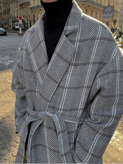 Suit Collar Plaid Coat