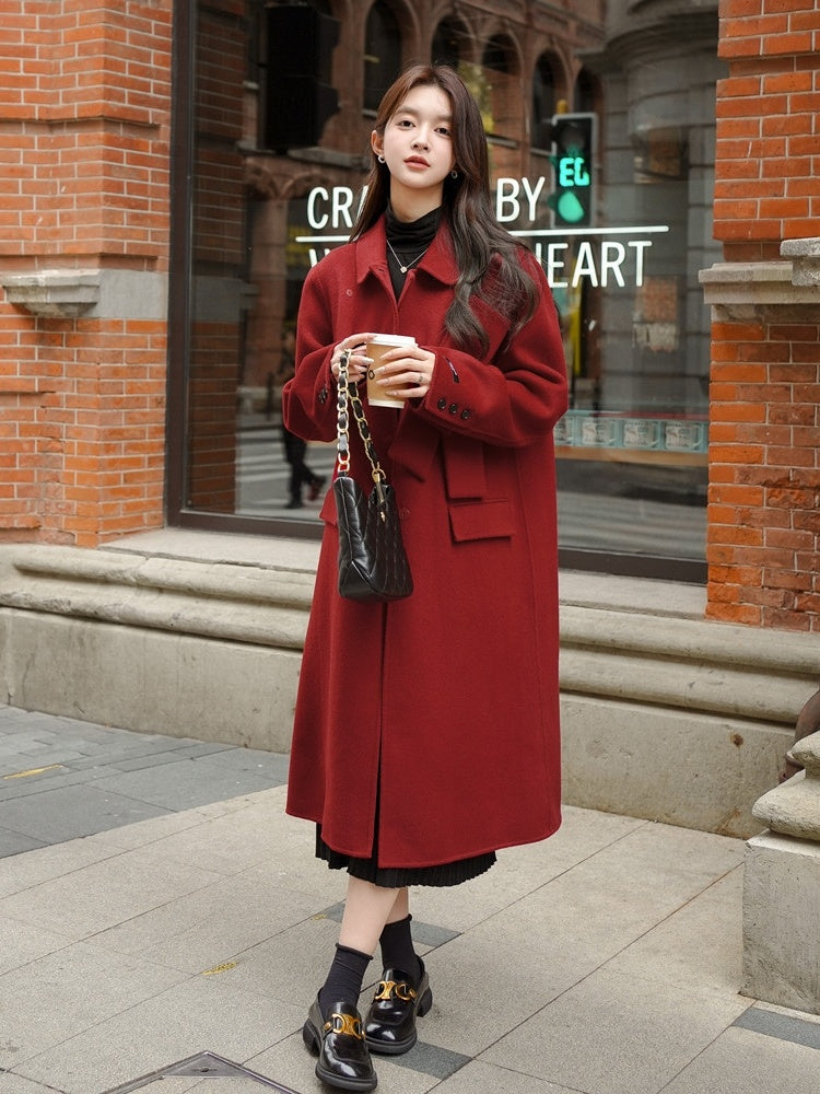 Red Bow Wool Coat