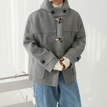 Blue and Gray Button Wool Coat