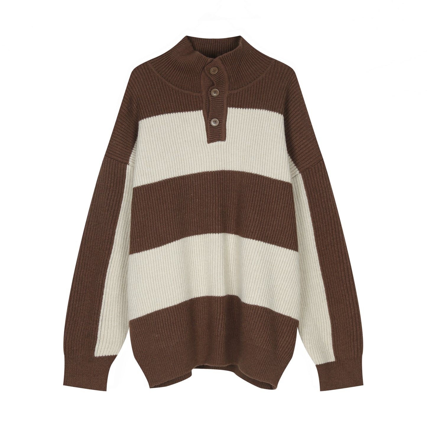 Striped Contrast Color Turtleneck Sweater