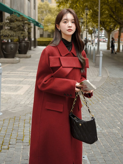 Red Bow Wool Coat