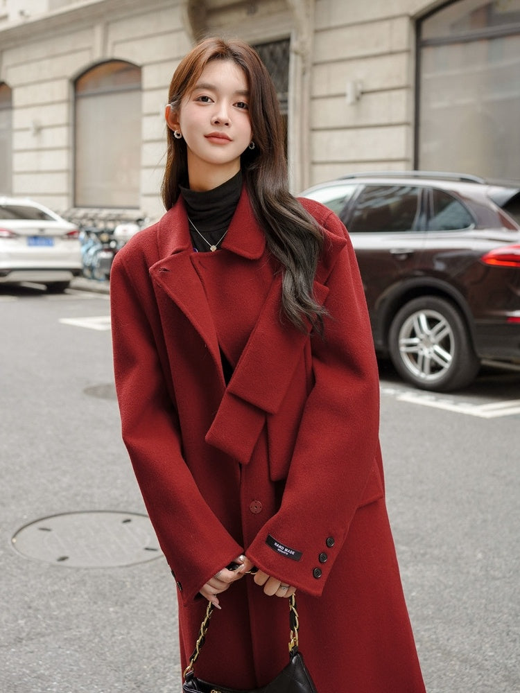 Red Bow Wool Coat